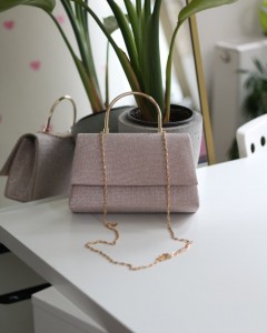 Rose Gold Dokulu Metal Sap Detaylı El & Omuz Çantası