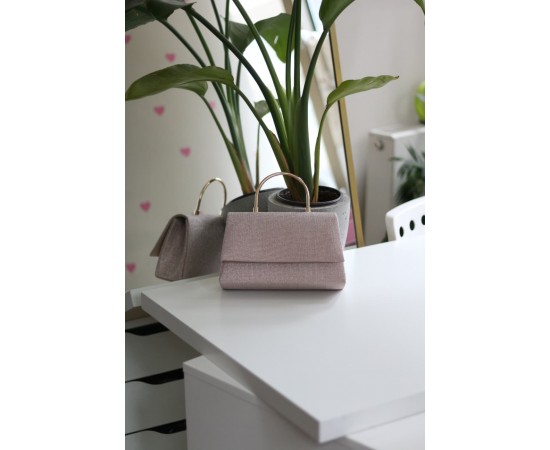 Rose Gold Dokulu Metal Sap Detaylı El & Omuz Çantası