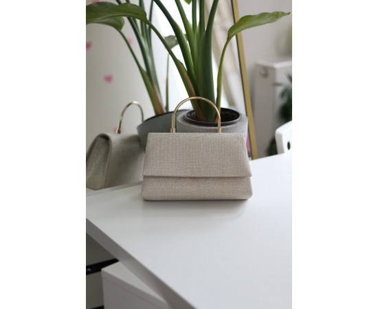 Gold Dokulu Metal Sap Detaylı El & Omuz Çantası