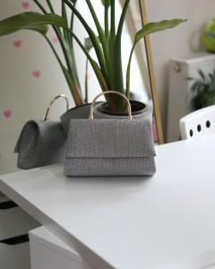 Platin Dokulu Metal Sap Detaylı El & Omuz Çantası