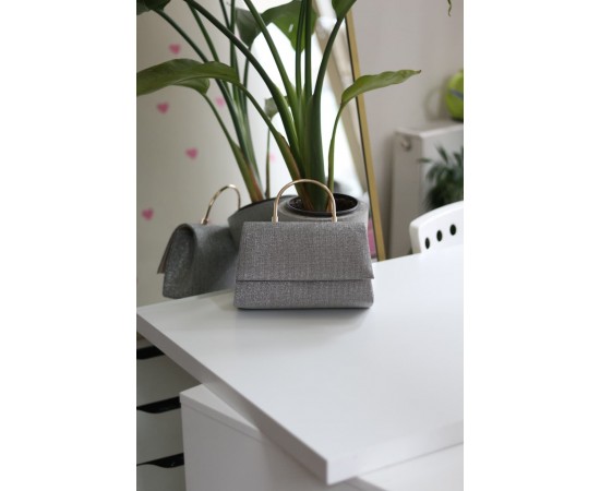 Platin Dokulu Metal Sap Detaylı El & Omuz Çantası