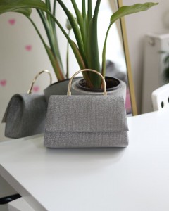 Platin Dokulu Metal Sap Detaylı El & Omuz Çantası