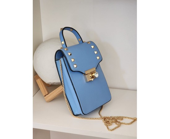 Kadın Mavi Kristal Taşlı Telefon Çantası Kadın Mavi Kristal Taşlı Telefon Çantası