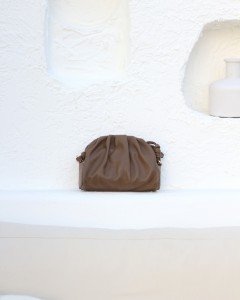 Kadın Vizon Yumuşak Pileli Omuz Çantası