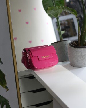 Kadın Koyu Fuşya Rugan Örme Sap Detaylı Zincirli Omuz Çantası