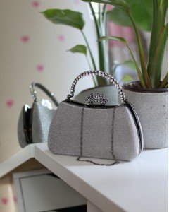 Kadın Platin Kristal Tutma Saplı Abiye El Çantası