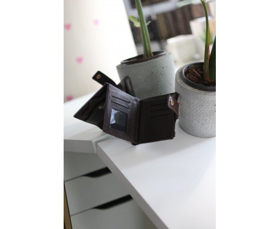  Kadın Acı Kahve Kroko Desenli Kartlık Detaylı Kare Cüzdan