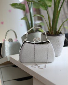 Kadın Silver Kristal Tutma Saplı Abiye El Çantası