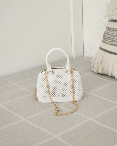  Kadın Beyaz Silikon Çift Kulp Zincir Detaylı El Omuz Çantası