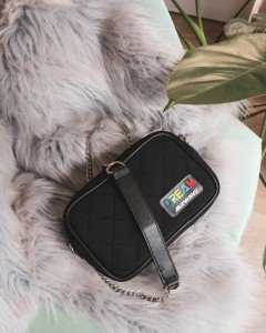 Siyah Scuba Kumaş Kapitone Çanta