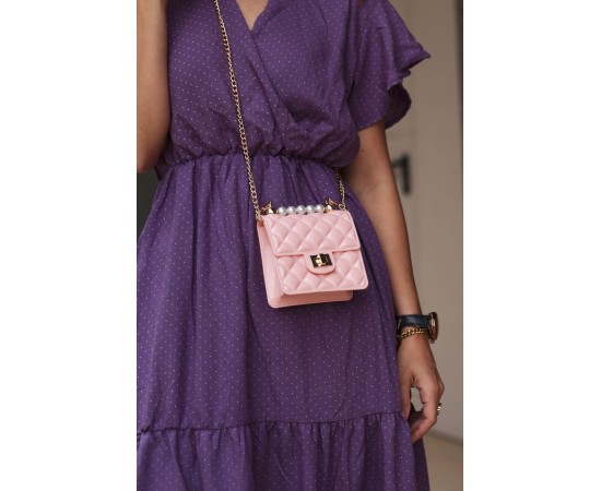 Pearl Pudra Silikon İncili Omuz Çantası