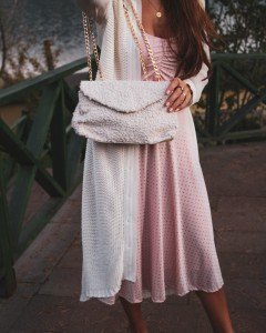 Krem Kırçıllı Peluş Omuz Çantası