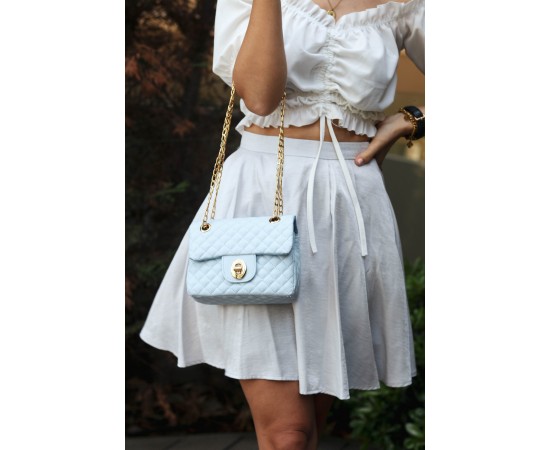 Tivia Bebe Mavi Kapitone Günlük Omuz Çantası Tivia Bebe Mavi Kapitone Günlük Omuz Çantası