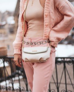 Valentino Ekru Aksesuarlı Çapraz Çanta