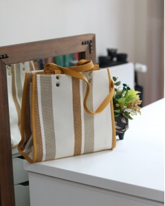 Hardal Sarısı Keten Dokuma Omuz Çantası