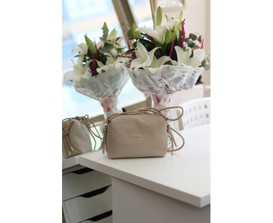 Kadın Vizon Baklava Desenli İnce Düğüm Askılı Omuz Çantası