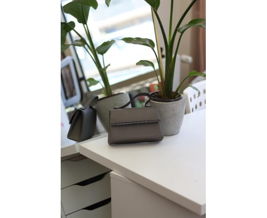 Kadın Platin Saten Tutma Taş Şerit Detaylı Abiye Omuz Çantası