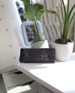 Kadın Siyah Taş Dokuma Kapak Detaylı  Slim El Çantası