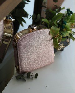 Kadın Pembe Örgü Saplı Matara Abiye Çanta