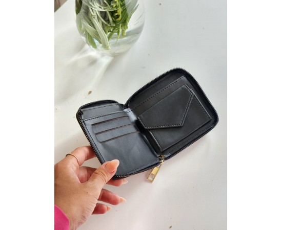 Kadın  Fuşya Çizgi Desenli Mini Cüzdan