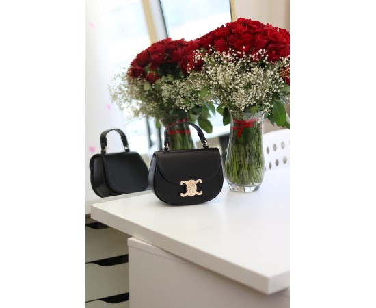 Kadın Siyah Kanca Gold Toka Detaylı Mini El & Omuz Çantası