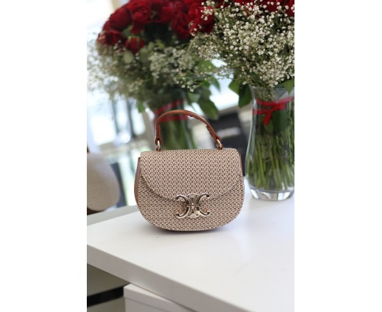 Kadın Taba İşleme Desenli Gold Toka Detaylı Mini El & Omuz Çantası