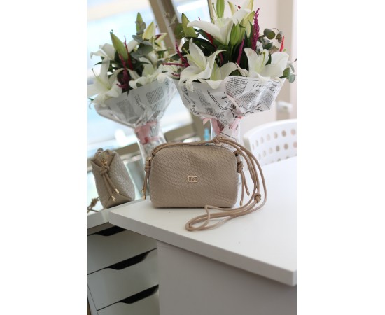 Kadın Vizon Baklava Desenli İnce Düğüm Askılı Omuz Çantası