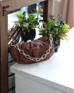 Kadın Taba Silver Zincir Detaylı Mini El Omuz Çantası