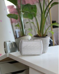  Kadın Silver Çizgi Doku Kristal Taş Detaylı Abiye Çanta