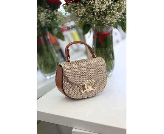 Kadın Taba İşleme Desenli Gold Toka Detaylı Mini El & Omuz Çantası