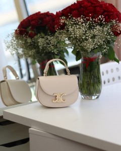 Kadın Krem Kanca Gold Toka Detaylı Mini El & Omuz Çantası