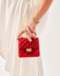 Pearl Kırmızı Silikon İncili Omuz Çantası