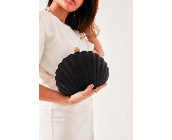 Siyah Simli İstiridye Abiye Çanta