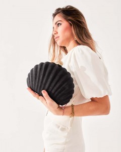 Siyah Simli İstiridye Abiye Çanta