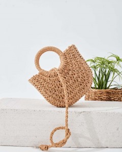 Camel Askılı Mini Hasır Çanta