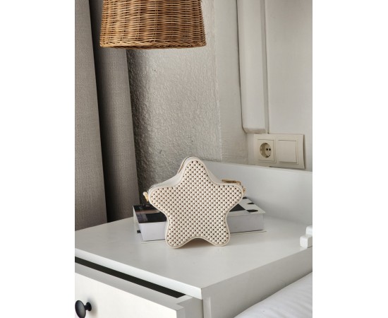 Kadın Krem Silikon Yıldız Formlu Zincir Detaylı Çapraz Çanta