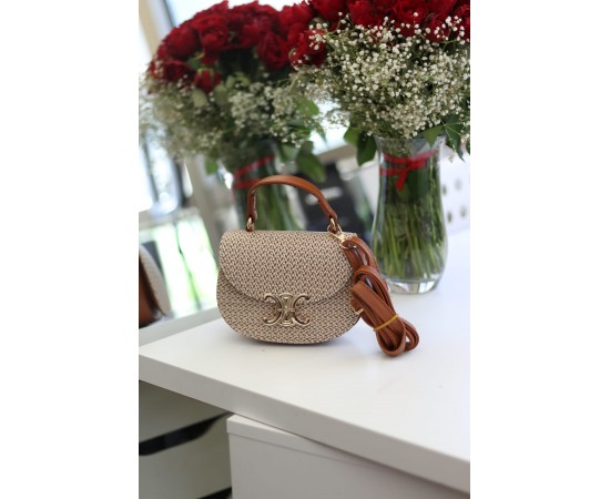 Kadın Taba İşleme Desenli Gold Toka Detaylı Mini El & Omuz Çantası