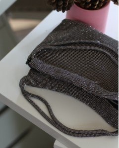 Kadın Platin Çift Kulp Tutmalı Taş İşleme Abiye Çanta