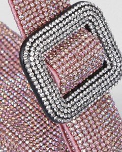 Kadın Pembe Toka Detaylı Taş Dokuma Omuz Çantası