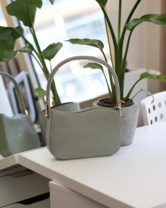 Kadın Mint Yeşil Dalga Desen Baget Omuz Çantası