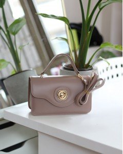 Kadın Vizon Gold Oval Toka Detaylı Yumuşak Deri El Omuz Çantası