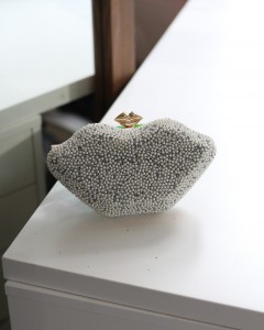 Kadın Gümüş Gold Boncuk Detaylı Çanta