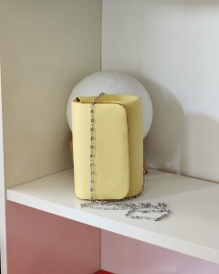 Kadın Sarı Deri Mini Portföy Abiye Çanta