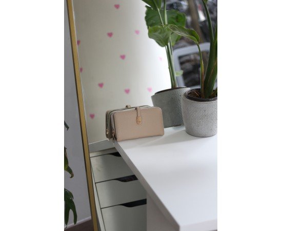 Kadın Vizon Gold Aksesuar Düğme Detaylı Cüzdan