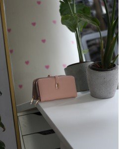 Kadın Pudra Gold Aksesuar Düğme Detaylı Cüzdan