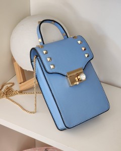 Kadın Mavi Kristal Taşlı Telefon Çantası