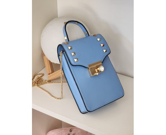 Kadın Mavi Kristal Taşlı Telefon Çantası Kadın Mavi Kristal Taşlı Telefon Çantası