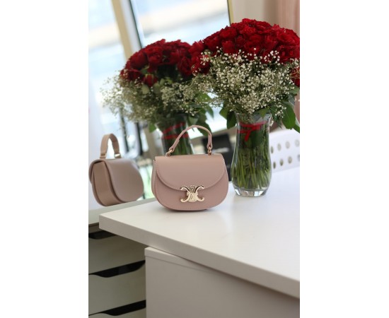 Kadın Pudra Kanca Gold Toka Detaylı Mini El & Omuz Çantası Kadın Pudra Kanca Gold Toka Detaylı Mini El & Omuz Çantası