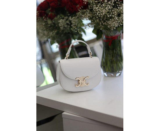 Kadın Beyaz Kanca Gold Toka Detaylı Mini El & Omuz Çantası Kadın Beyaz Kanca Gold Toka Detaylı Mini El & Omuz Çantası