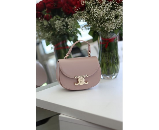 Kadın Pudra Kanca Gold Toka Detaylı Mini El & Omuz Çantası Kadın Pudra Kanca Gold Toka Detaylı Mini El & Omuz Çantası